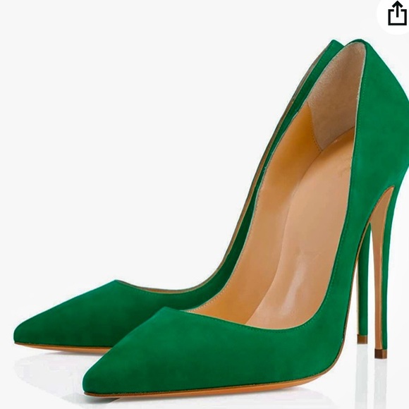 New Eldof Green Suede High Heels Size 6 - Picture 1 of 10